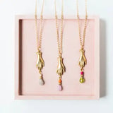Hand Charm Glass Bead Pendant Necklace