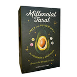 Millennial Tarot box with avocado illustration on a white background