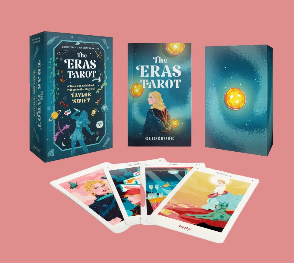 Taylor Swift 'The Eras' Tarot set with tarot cards and guidebook on a white background