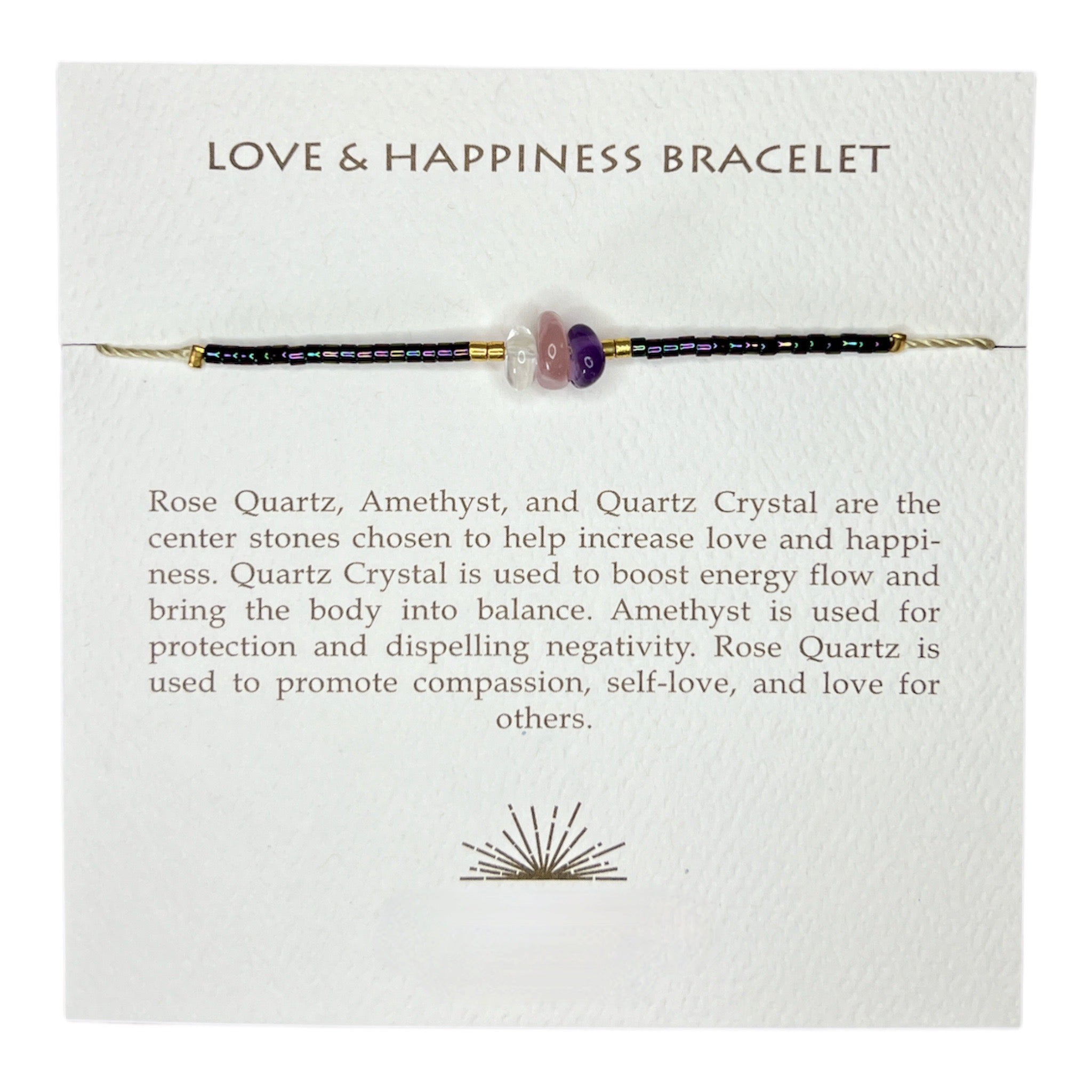 love + happiness iridescent purple beaded bracelet.