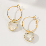 Moonstone Heart Mini Hoop Earrings