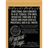 Practical Magic product packaging with text on a white background