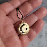 Crescent Moon Starburst Rhinestone Necklace