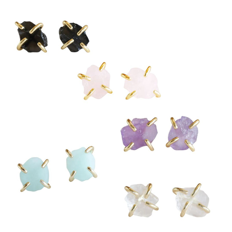 Gemstone Crystal Prong Earrings