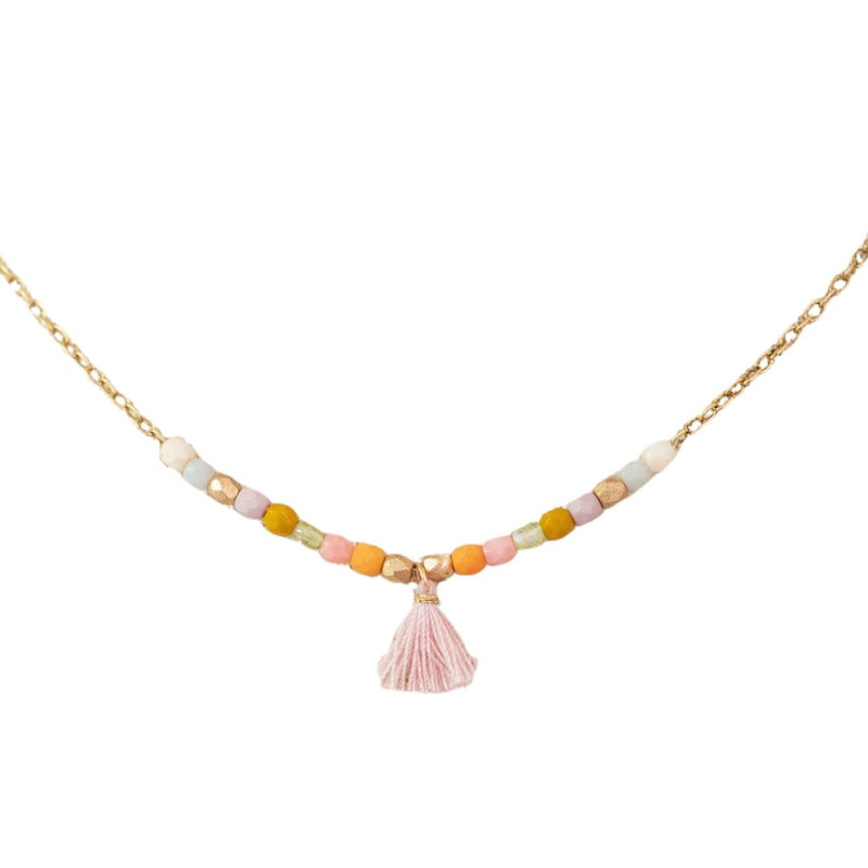 Dainty Beaded Necklace with Tassel