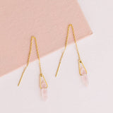 Rose Quartz Threader Earrings