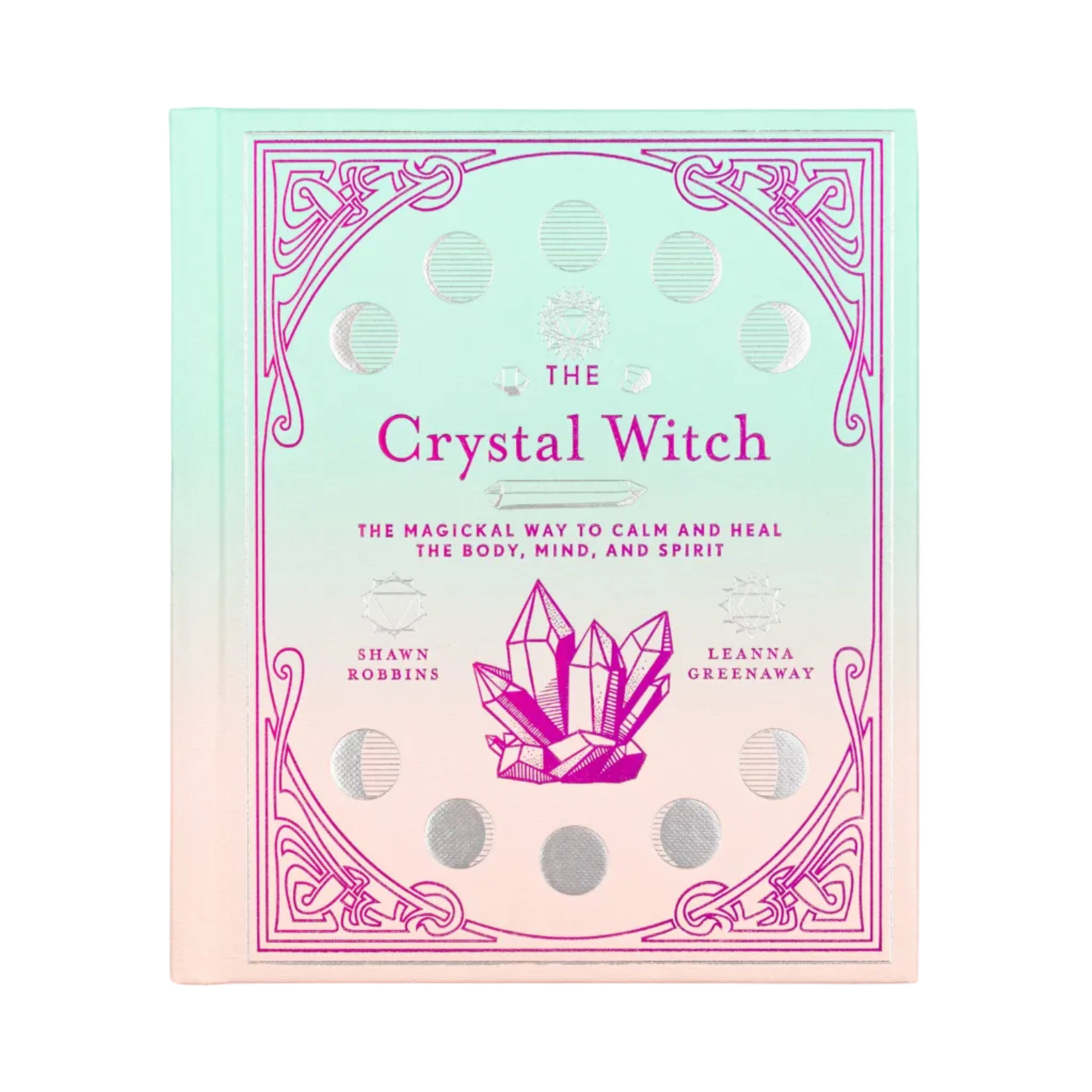 Book titled 'The Crystal Witch' with a crystal design on a gradient cover.