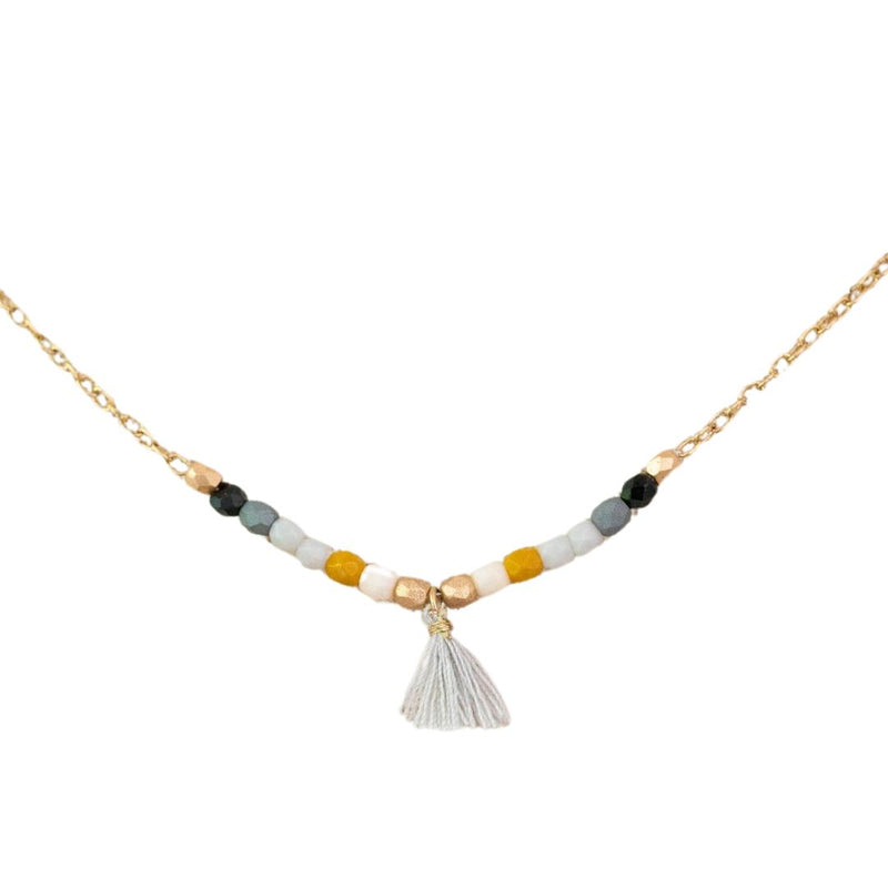 Dainty Beaded Necklace with Tassel