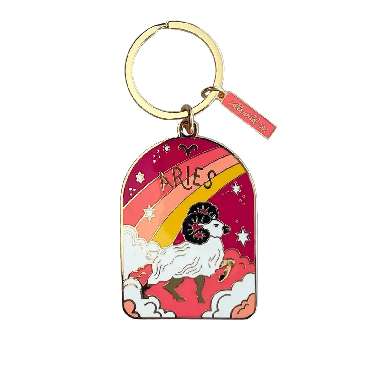 Keychain with Aries zodiac design on a white background