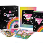Queer Tarot card set with packaging and cards displayed on a white background