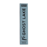 A tall, narrow light blue box for Brass Earth Ghost Lake incense sticks, standing vertically against a white background.