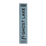 A tall, narrow light blue box for Brass Earth Ghost Lake incense sticks, standing vertically against a white background.