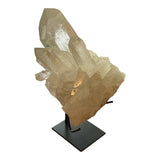 Large Clear Quartz Crystal Cluster on Black Stand