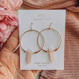Rose Quartz Crystal Double Pointed Hoop Earrings