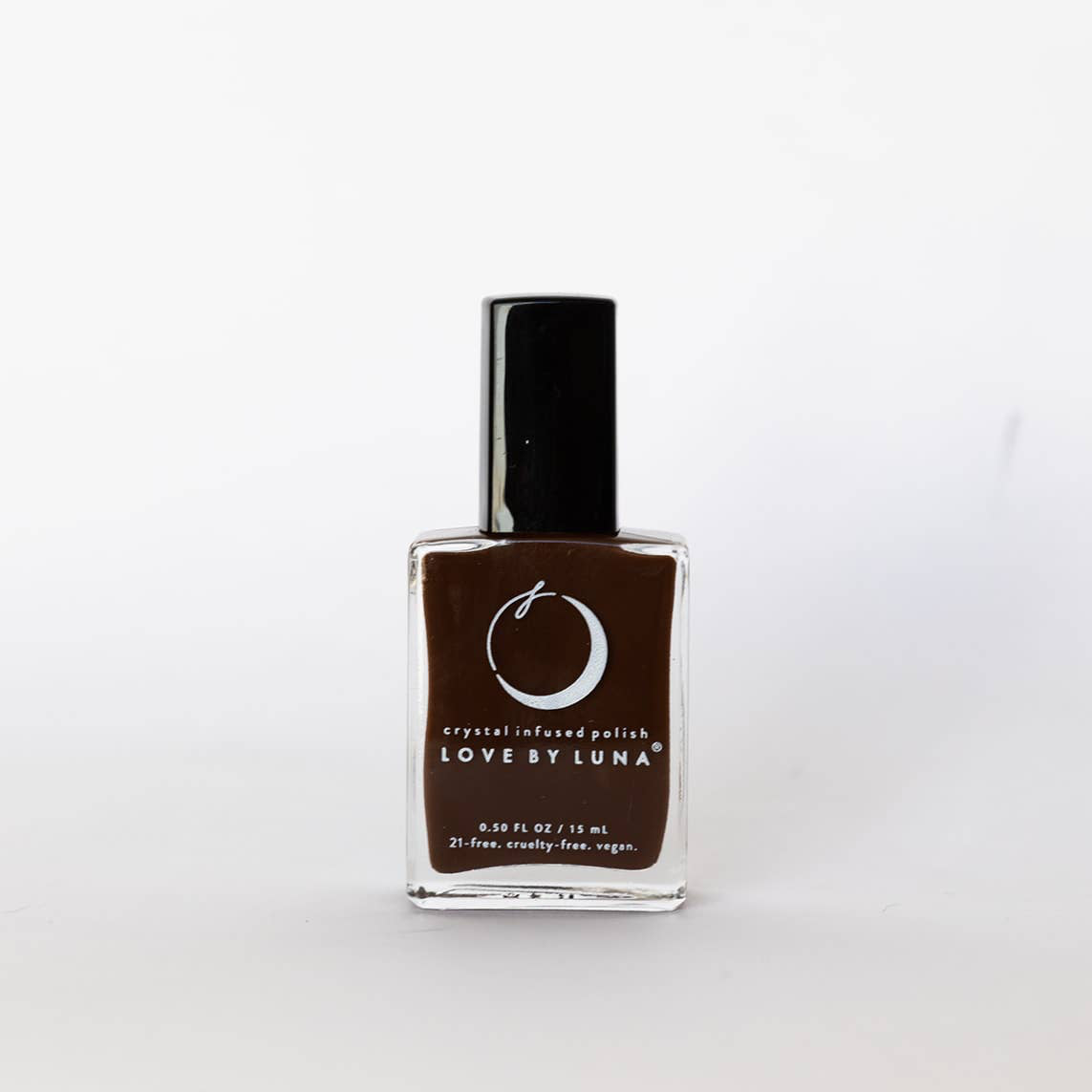 Nail polish bottle with 'Lovely Luna' label on a white background
