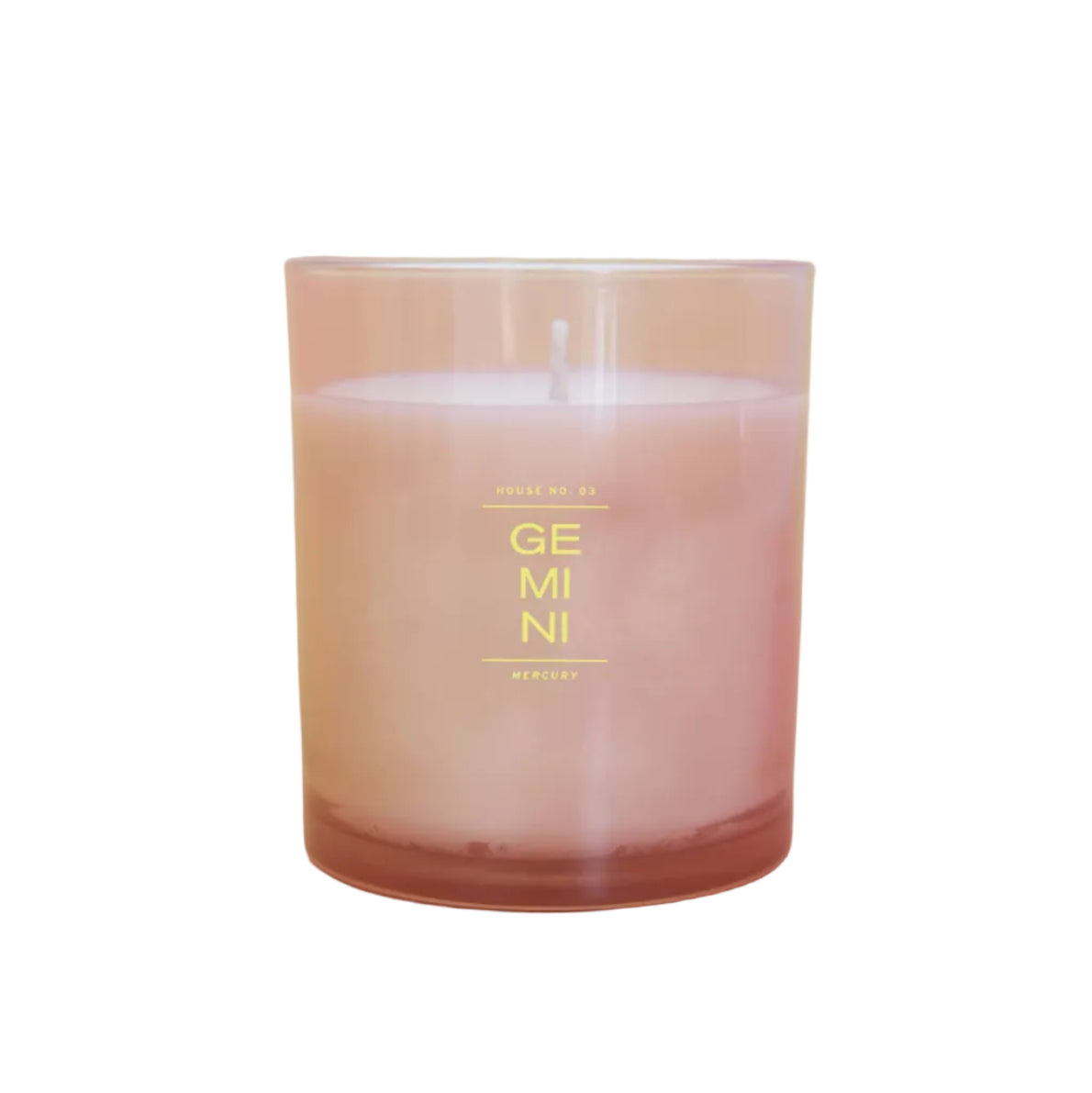 Candle in a glass jar with 'Gemini' text on a white background