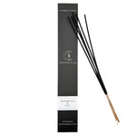 Black incense sticks with packaging on a white background