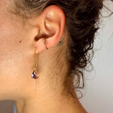 Amethyst Gold Plated Moon Threader Earrings