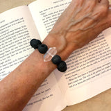 Black Druzy + Clear Quartz Big Bauble Bracelet