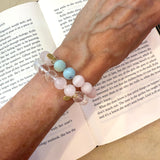 Rose Quartz + Amazonite  Karma Double Bead Bracelet