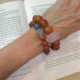 Carnelian + Moss Agate Karma Double Bead Bracelet