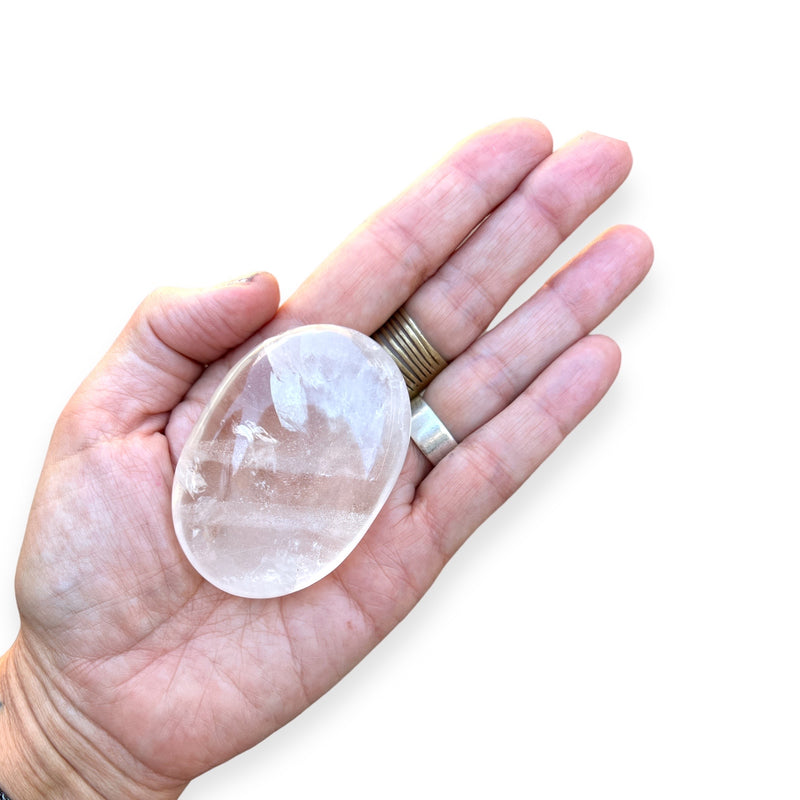 Clear Quartz Crystal Polished Palm Stone