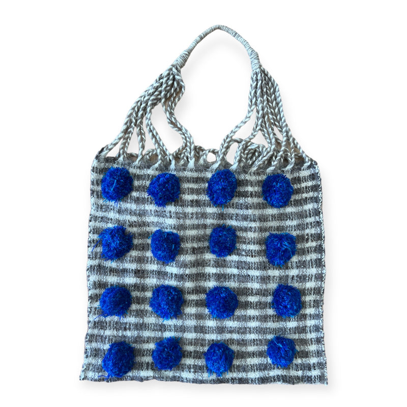 Mexican Lambs Wool Bag with Pom Poms