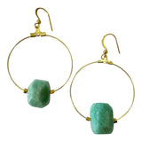 Larimar Turquoise Gold Plated Hoop Earring
