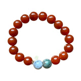 Carnelian + Moss Agate Karma Double Bead Bracelet