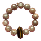 Peach Moonstone + Tiger Eye  Big Bauble Bracelet