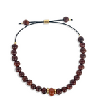 Men's Red Jasper and Cypress Adjustable Bracelet