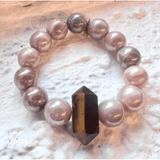 Peach Moonstone + Tiger Eye  Big Bauble Bracelet