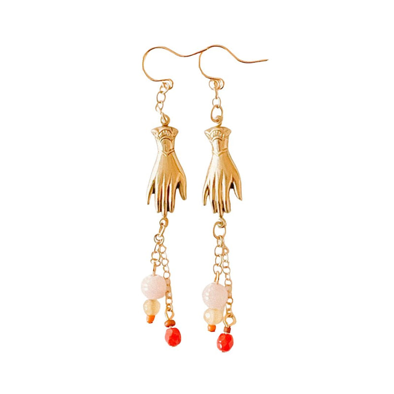 Long Dangle Hand Charm Earrings