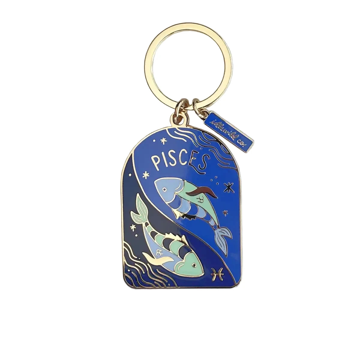 Keychain with Pisces design on a white surface