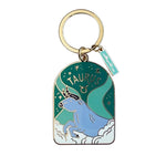 Green and Blue Taurus keychain on a white background