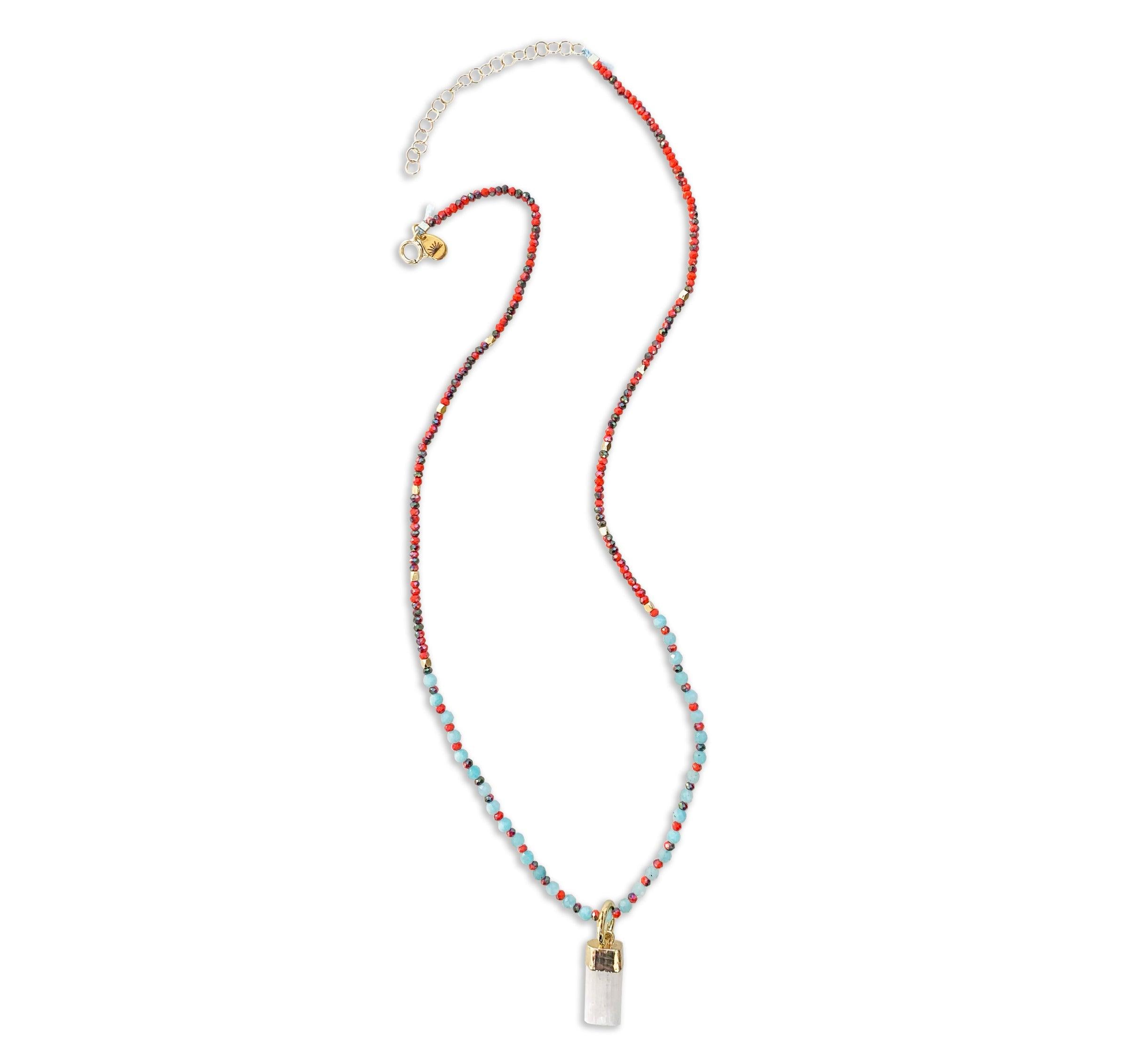 Amazonite Crystal Gemstone Necklace/Triple Bead Bracelet - Confía Collective