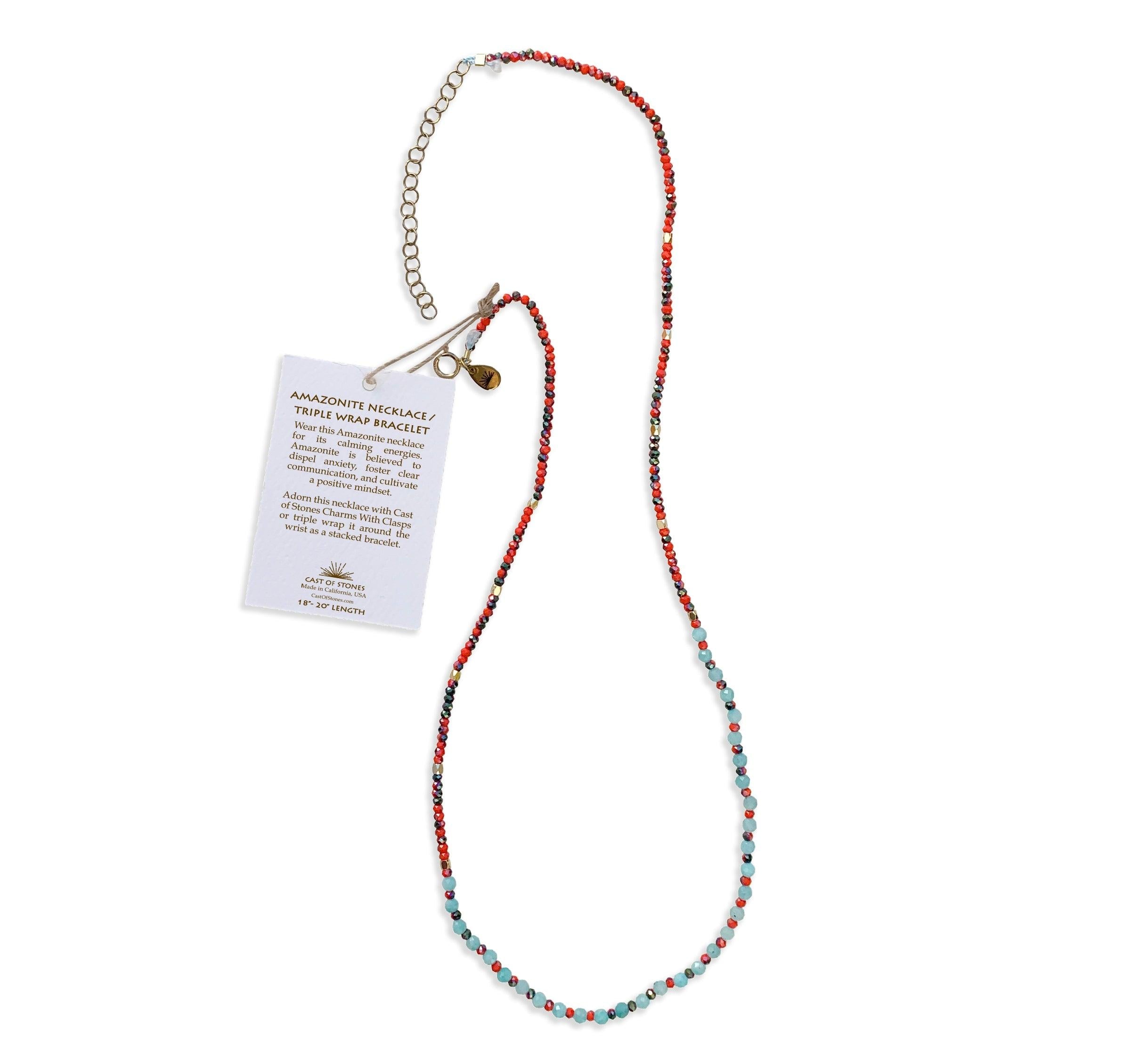 Amazonite Crystal Gemstone Necklace/Triple Bead Bracelet - Confía Collective