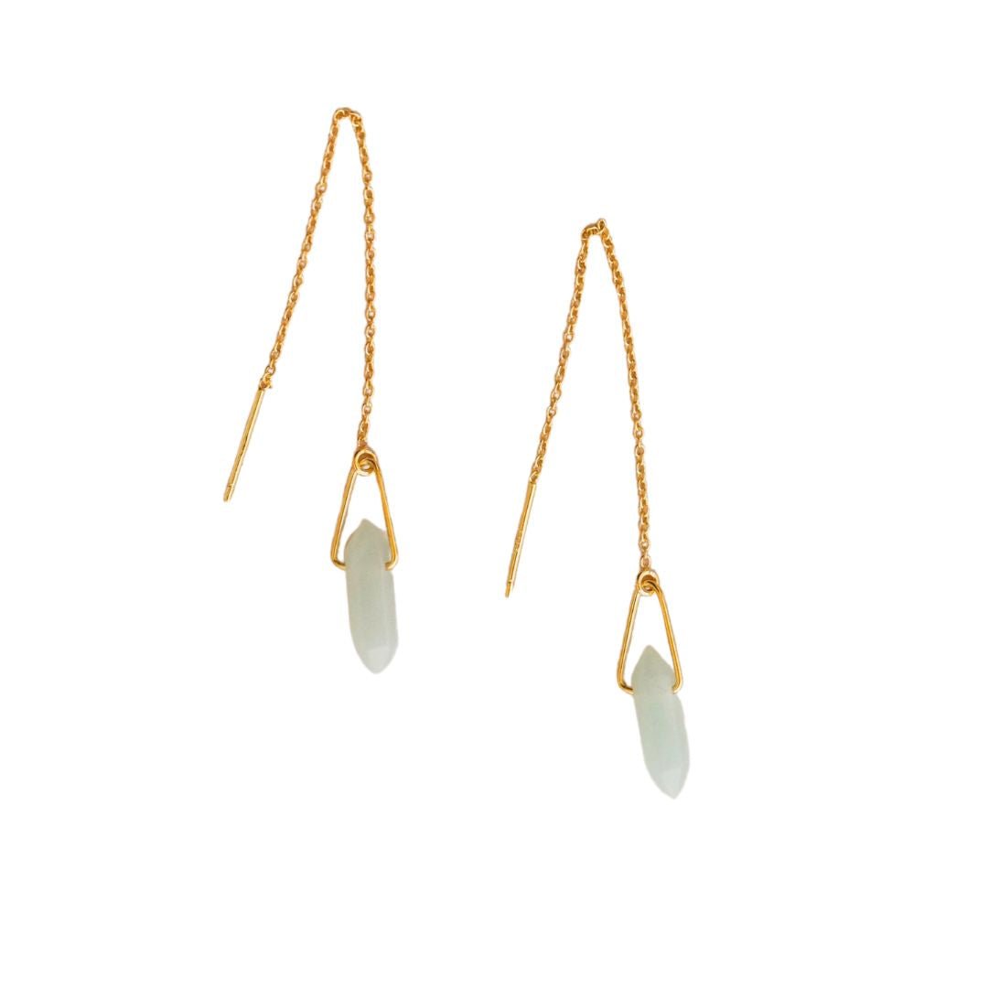 Amazonite Crystal Threader Earrings - Confía Collective