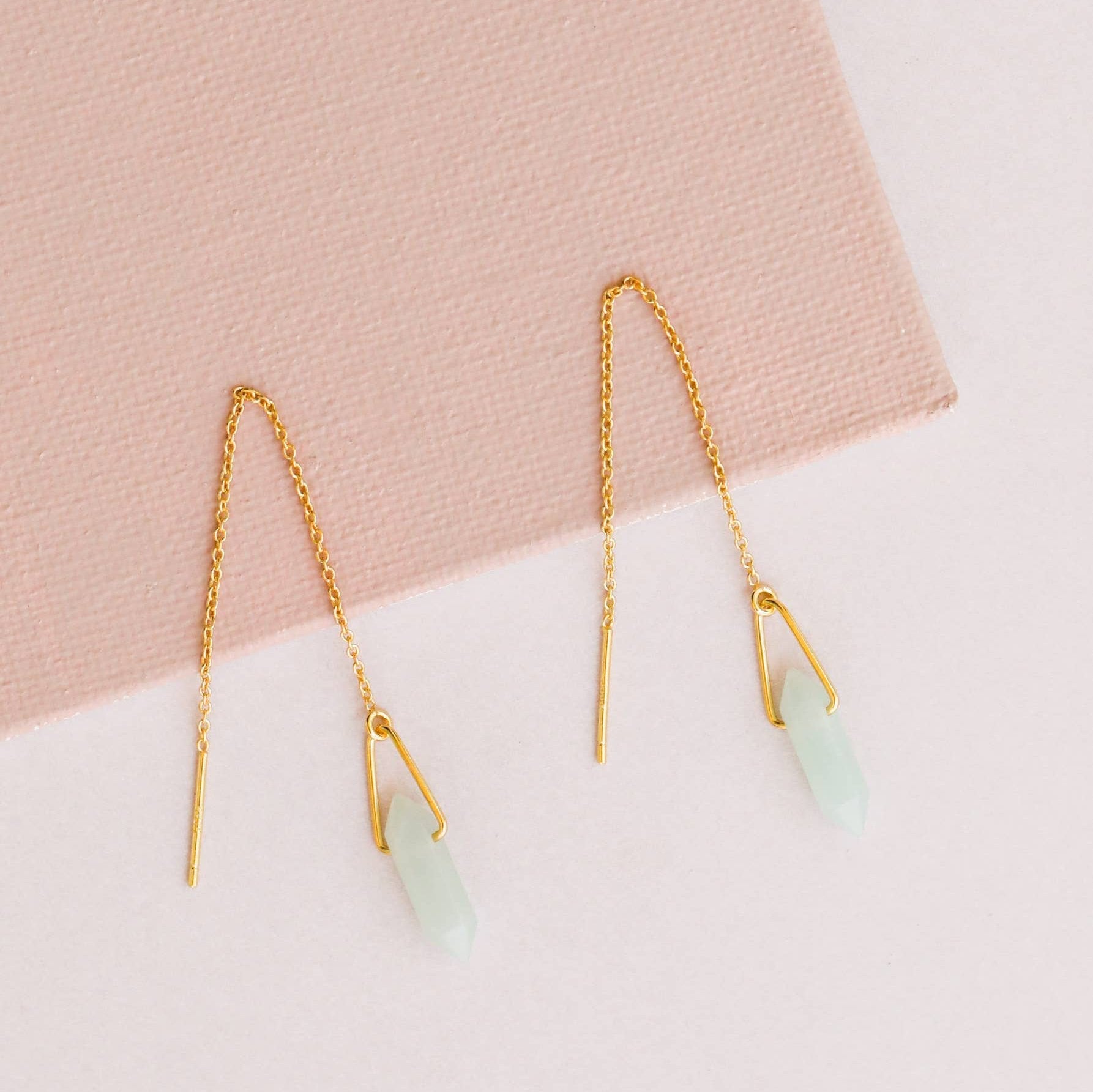 Amazonite Crystal Threader Earrings - Confía Collective