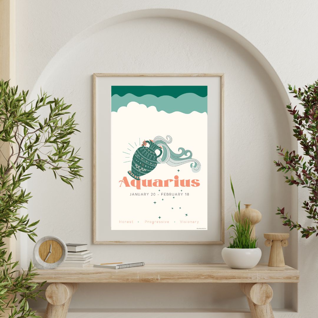 Aquarius Zodiac Poster - Confía Collective