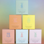 Set of zodiac-themed boxes on a gradient background