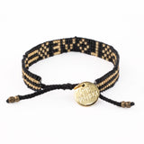 Black + Gold Seed Bead LOVE Bracelet - Confía Collective