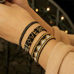 Black + Gold Seed Bead LOVE Bracelet - Confía Collective