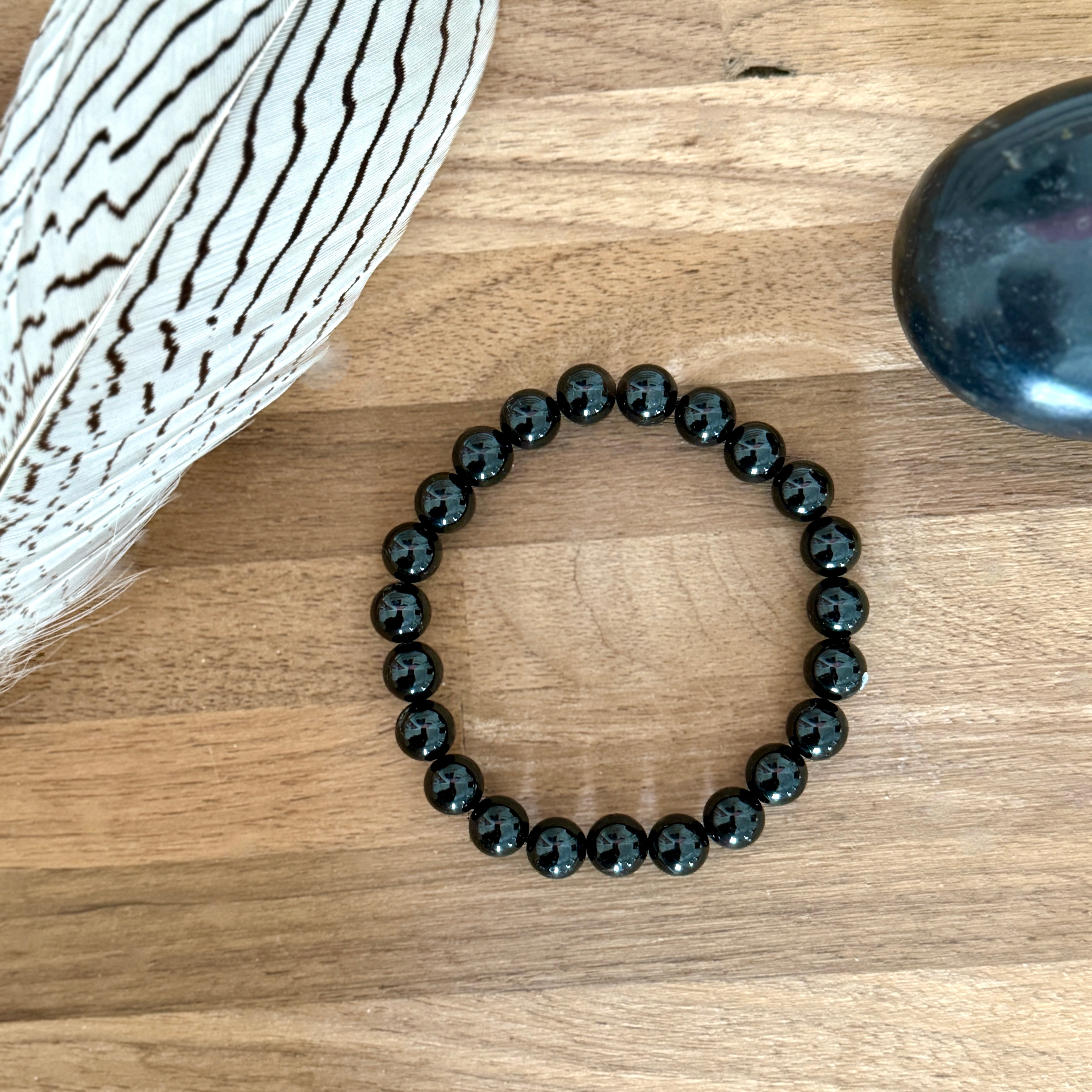 Black Tourmaline 8mm Bead Bracelet - Confía Collective