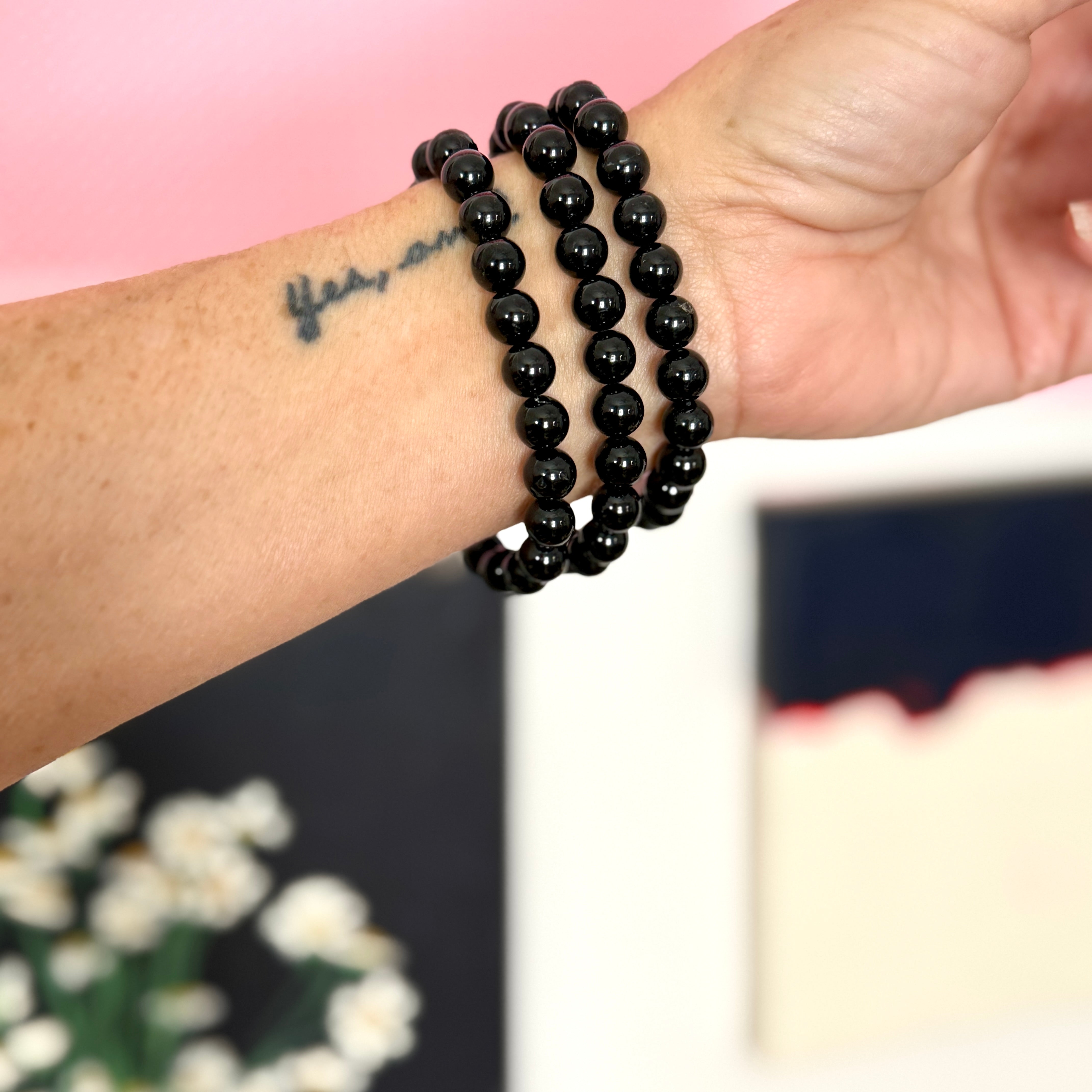 Black Tourmaline 8mm Bead Bracelet - Confía Collective