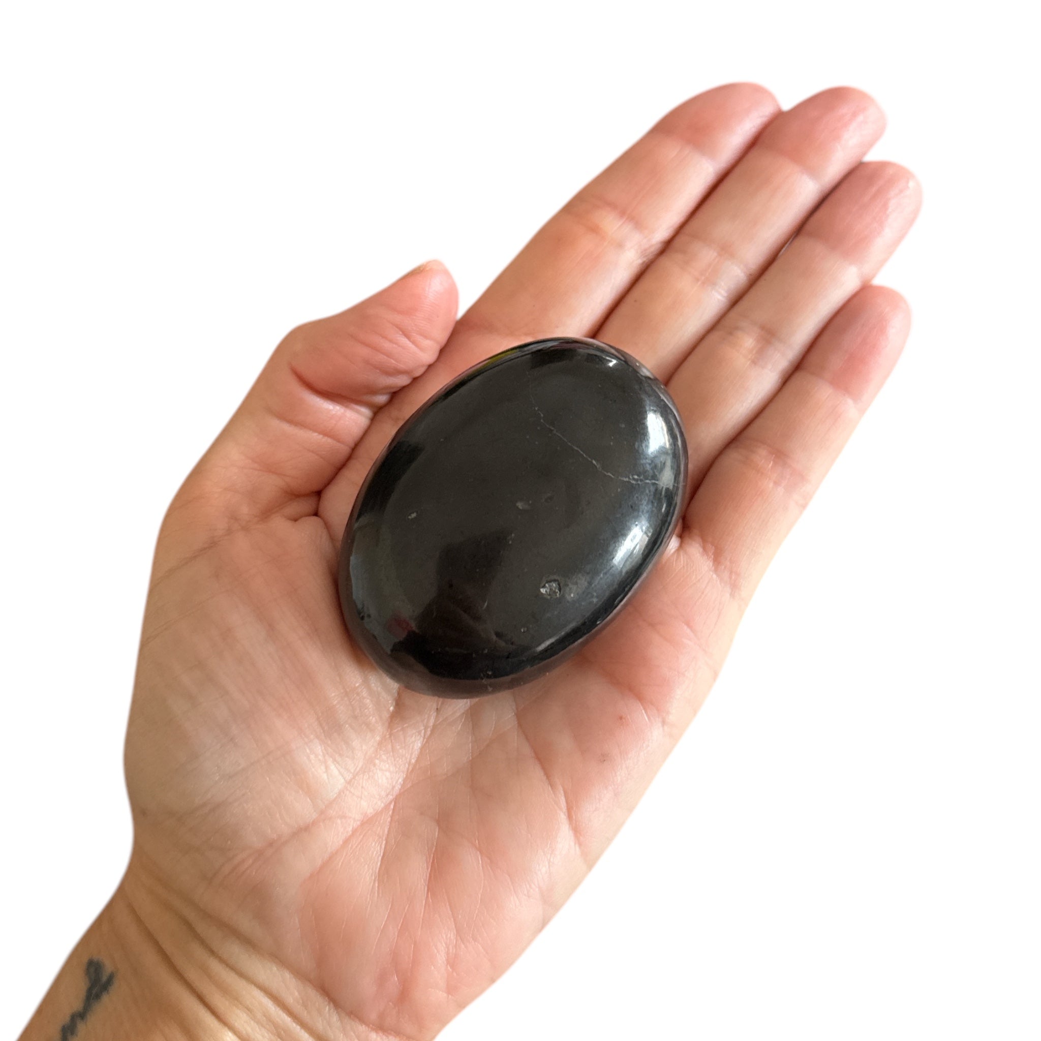 Black Tourmaline Polished Palm Stone - Confía Collective