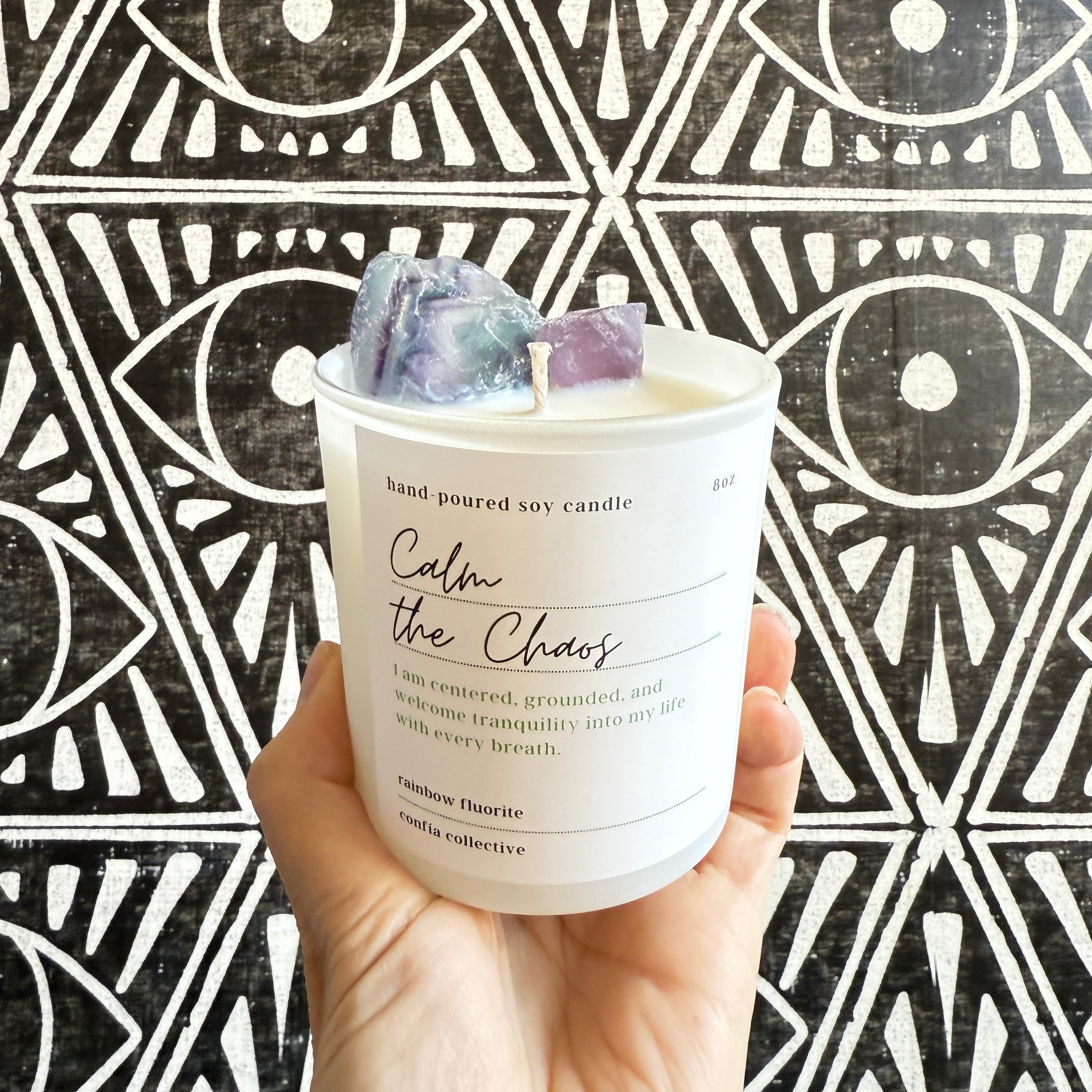 Calm The Chaos Confía Fluorite Crystal Candle - Confía Collective