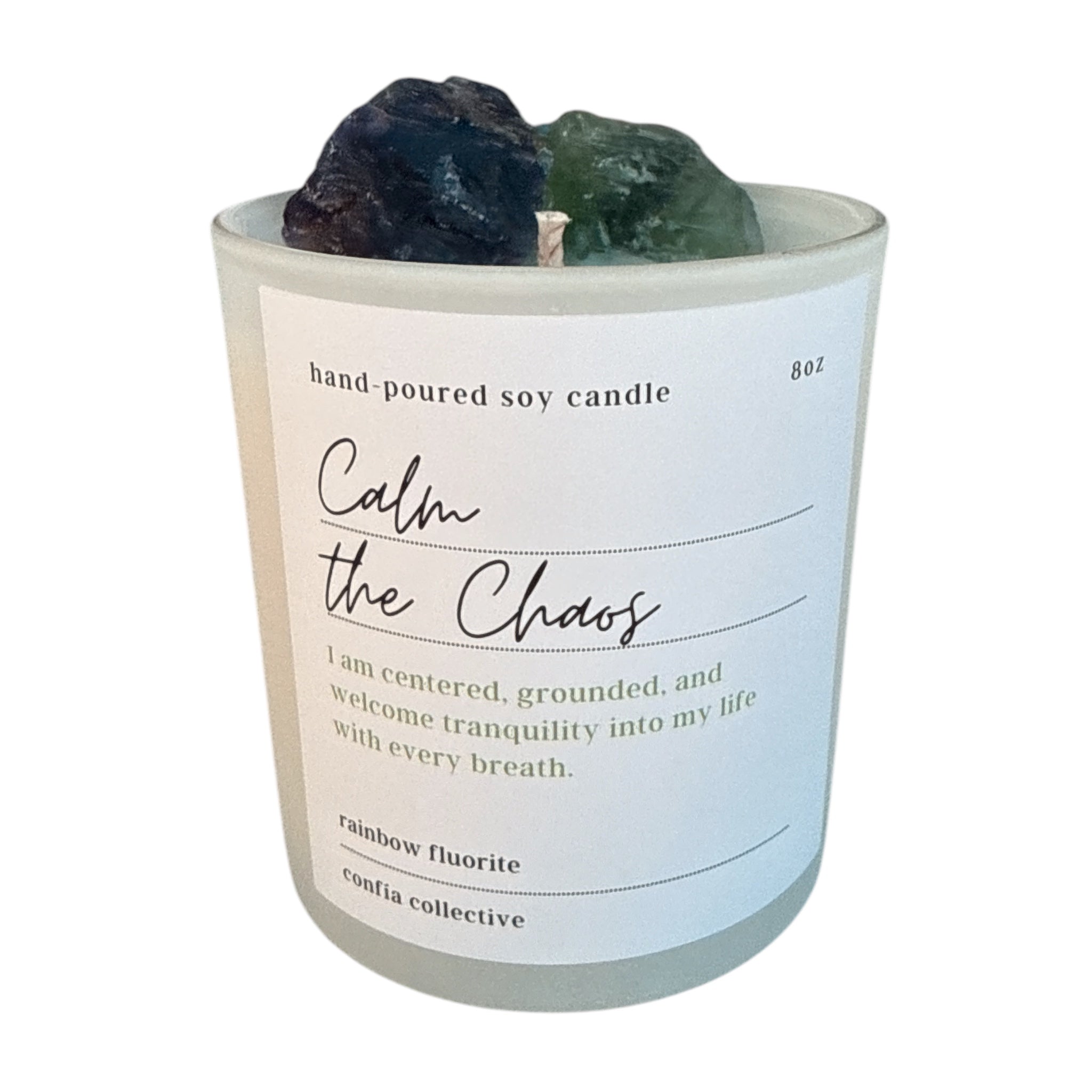 Calm The Chaos Confía Fluorite Crystal Candle - Confía Collective