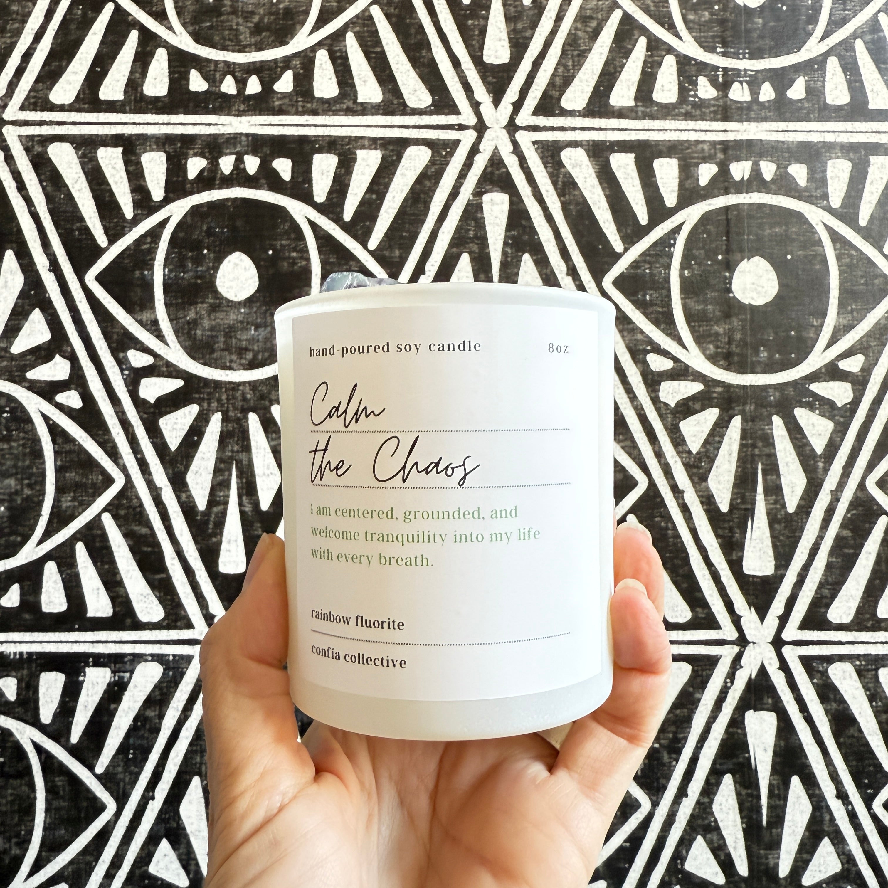 Calm The Chaos Confía Fluorite Crystal Candle - Confía Collective