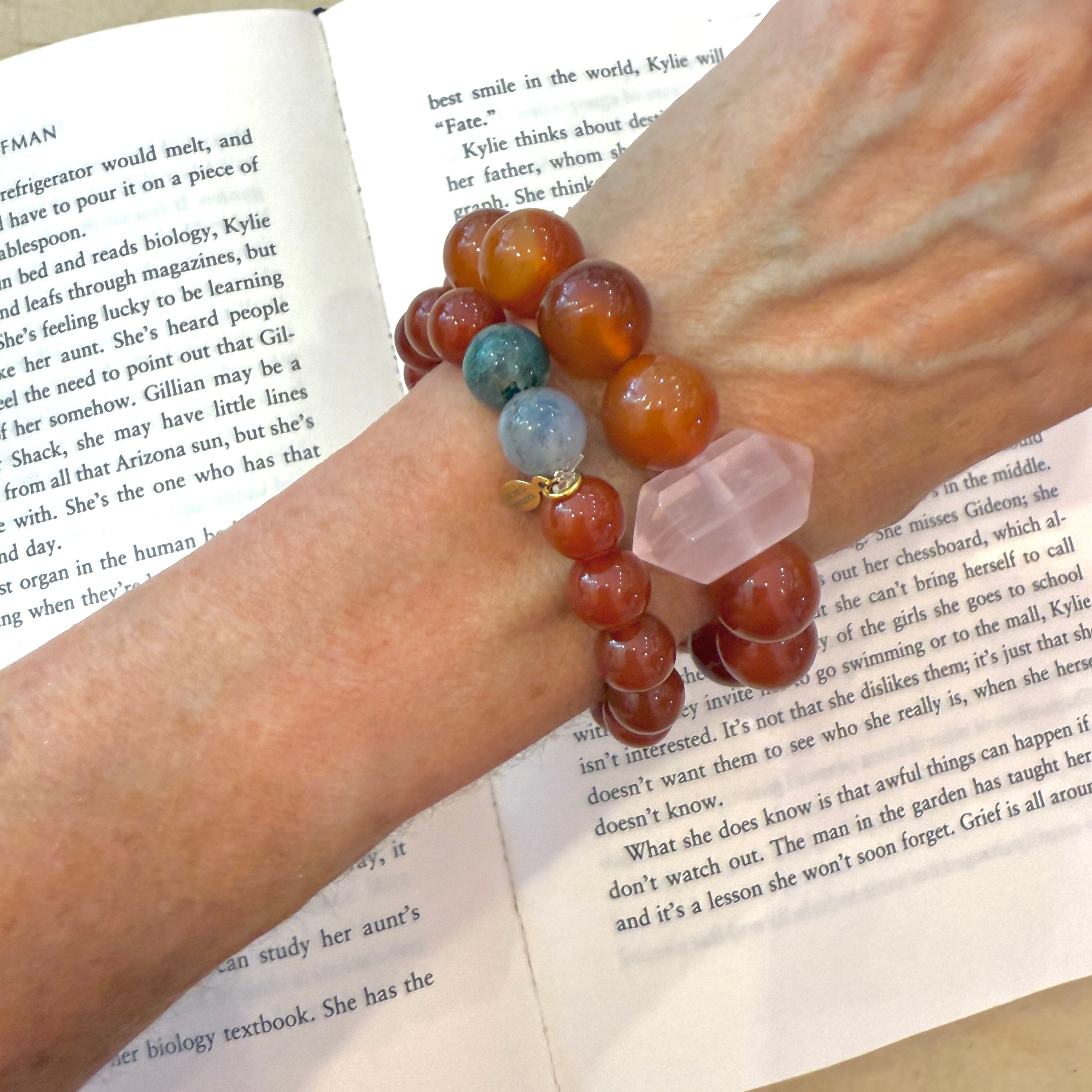 Carnelian + Rose Quartz Big Bauble Bracelet - Confía Collective